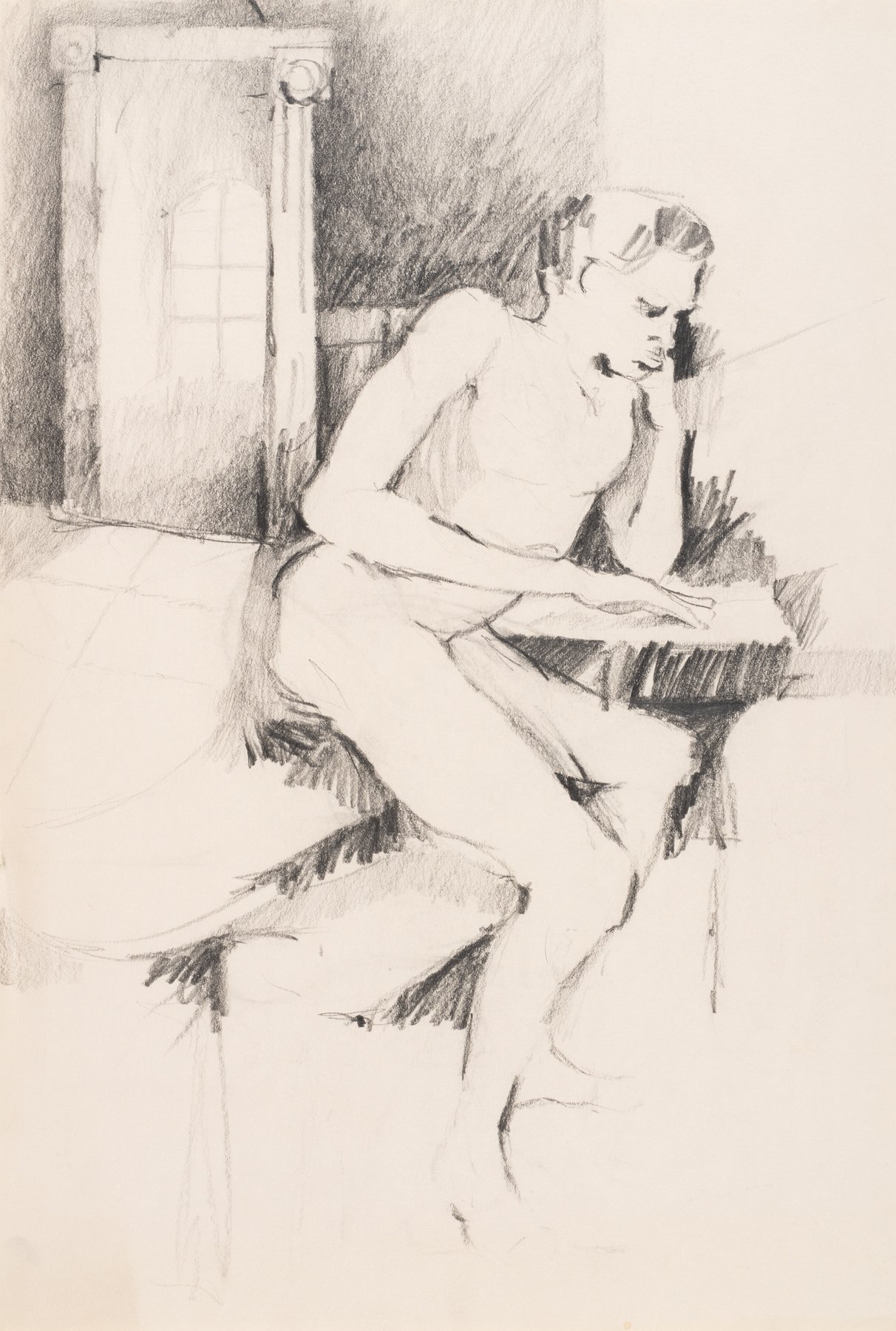 Charcoal Nude Sitting