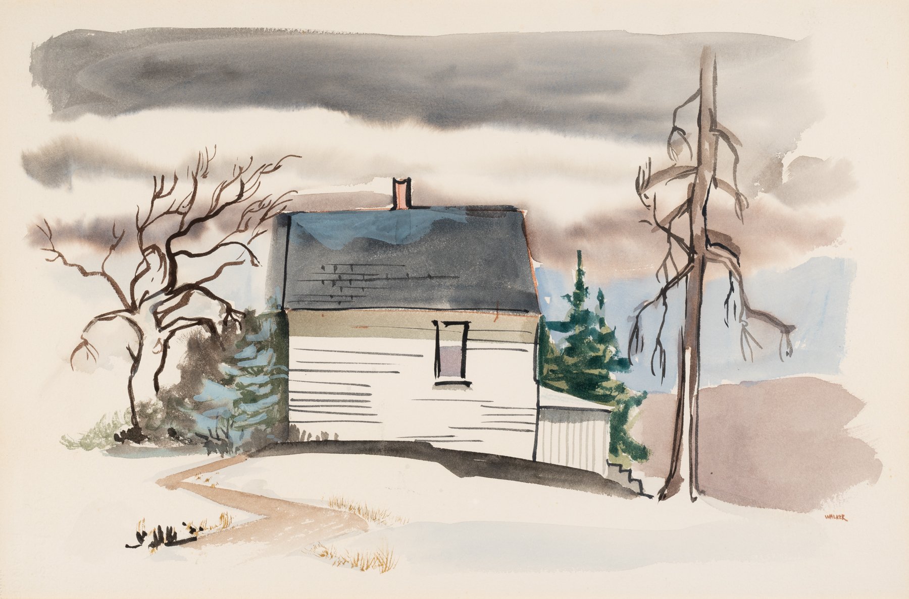 Old House Winter Landscape