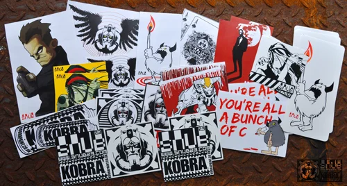 SNUB STICKER PACK V.2 SNUB sticker pack version 2. 30 stickers, 19 designs. Mix of paper and vinyl. Packed in zip lock bag, posted in hard back envelope. Postage and packing included. bag size 19cm x 13cm