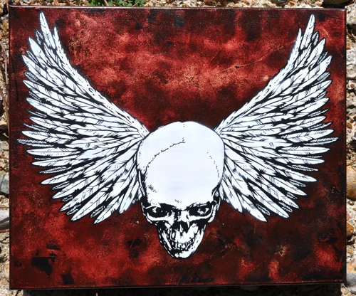 SNUB-ARS-LONGA,VITA-BREVIS-ROUGE Spray paint, Hand cut stencil on box frame canvas. Signed & Numbered 1 of 1 (Artist proof)