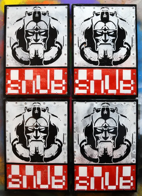 SNUB STEEL UNLEASHED New edition of five SNUB steel stickers. One now on show at Grafik, another off to the ‘Sticker Phiends’ show in USA. Stenciled steel plate riveted to wooden panel. 30cm x 21cm x 2cm Signed stamped and numbered. Postage and packing included. Powered by: KOBRA