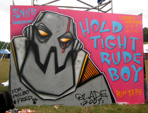 Glade was a right monster. Not much sleep, just heaps of paint, beats and beer. Bit broken now, lots of pictures. Here’s a few, this a three panel piece near the main stage. Inspired by a track from ‘Caspa’, hear it here