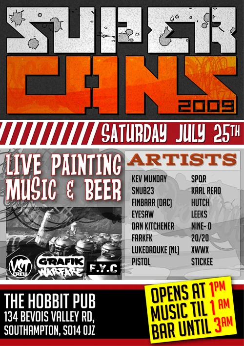 This Saturday in Southampton. The last in the marathon paint weekends I’ve been in on.. phew Info here: http://www.flickr.com/groups/supercans2009/