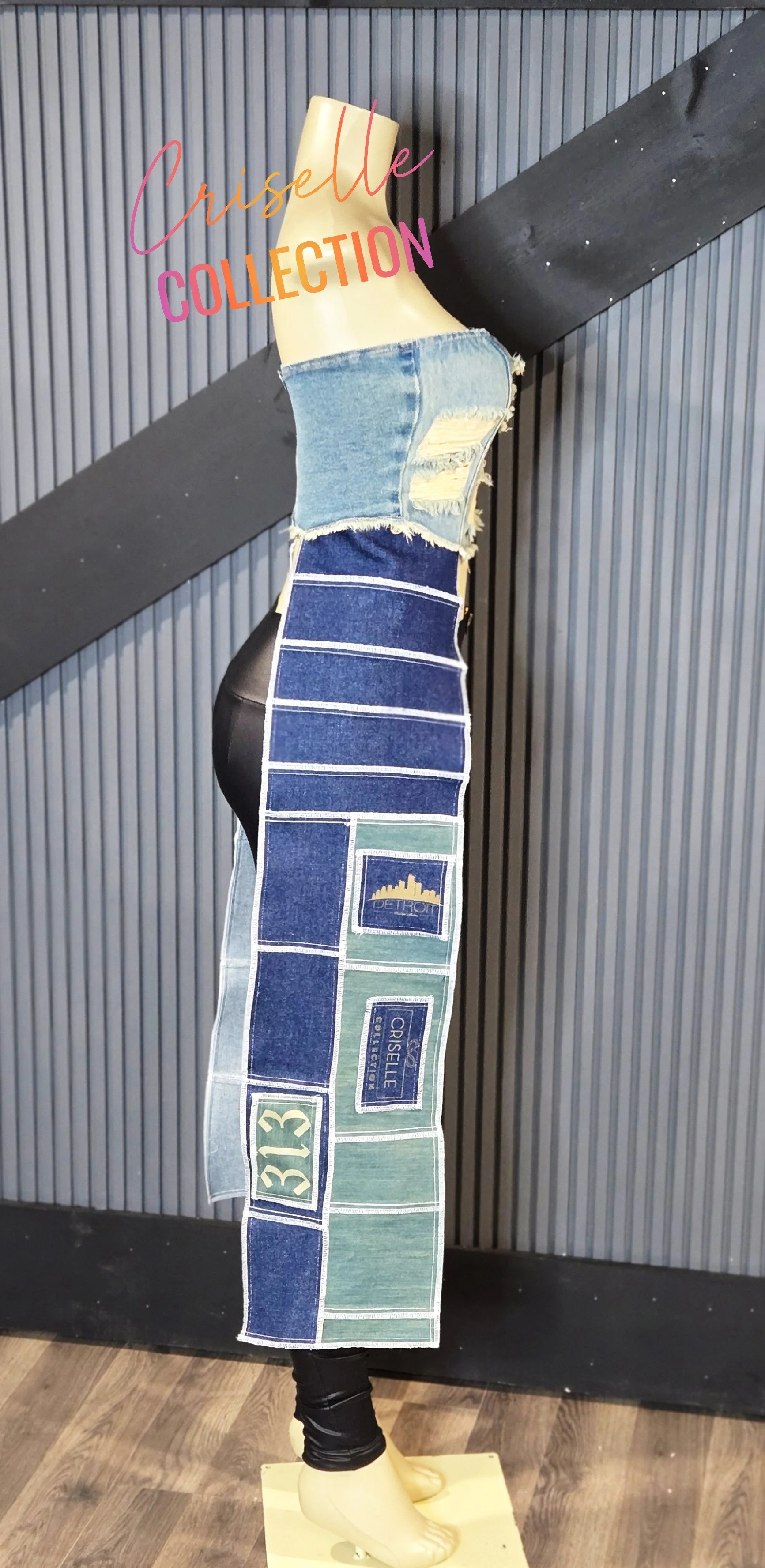 Detroit Style Denim Panel Top SOLD OUT