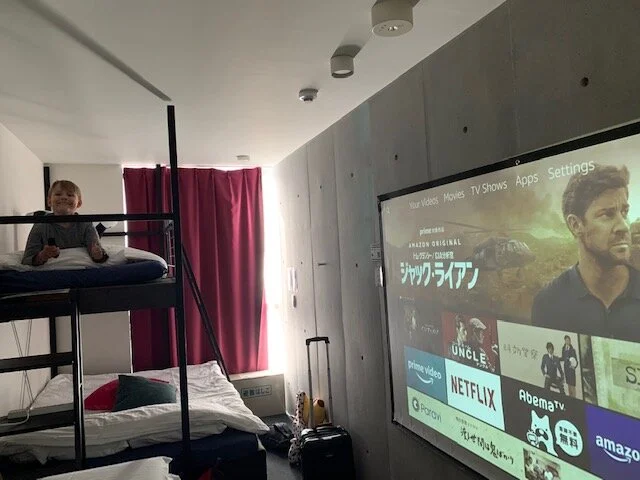 Checking out the movie screen