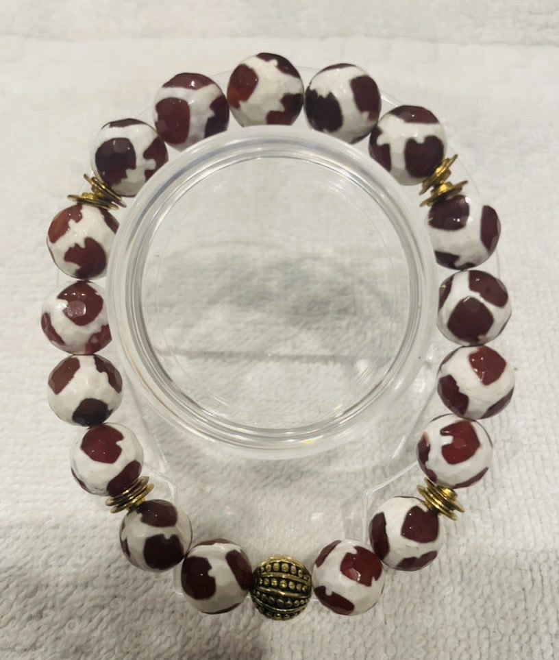 Burgundy and White Stripe Agate- Unisex