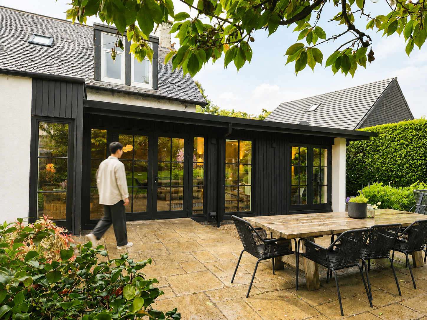 conservation renovation extension render anthrazinc kilmacolm victorian house Kilmacolm open plan kitchen dining