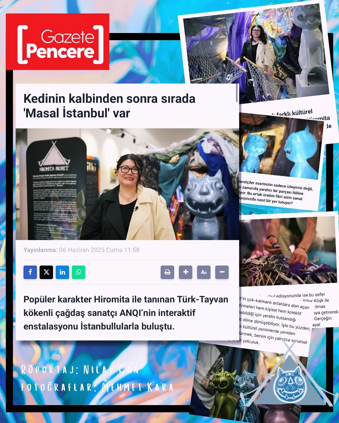 @gazetepencere&rsquo;de yayımlanan r&ouml;portajda, sanat&ccedil;ı ANQI, kurucusu olduğu Hiromita Project&rsquo;i, ilişkisel sanat pratiğini, Mayıs ayında ArtContact Istanbul Fuarı&rsquo;nda Tilki Sanat işbirliğiyle ger&ccedil;ekleştirdiği sanat yerl