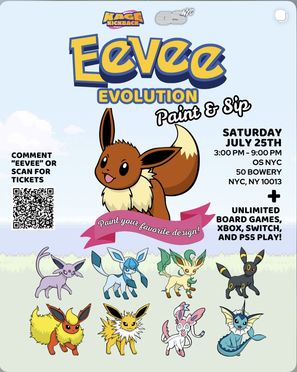 Kage Kickback Presents: Eevee-lution Paint & Sip