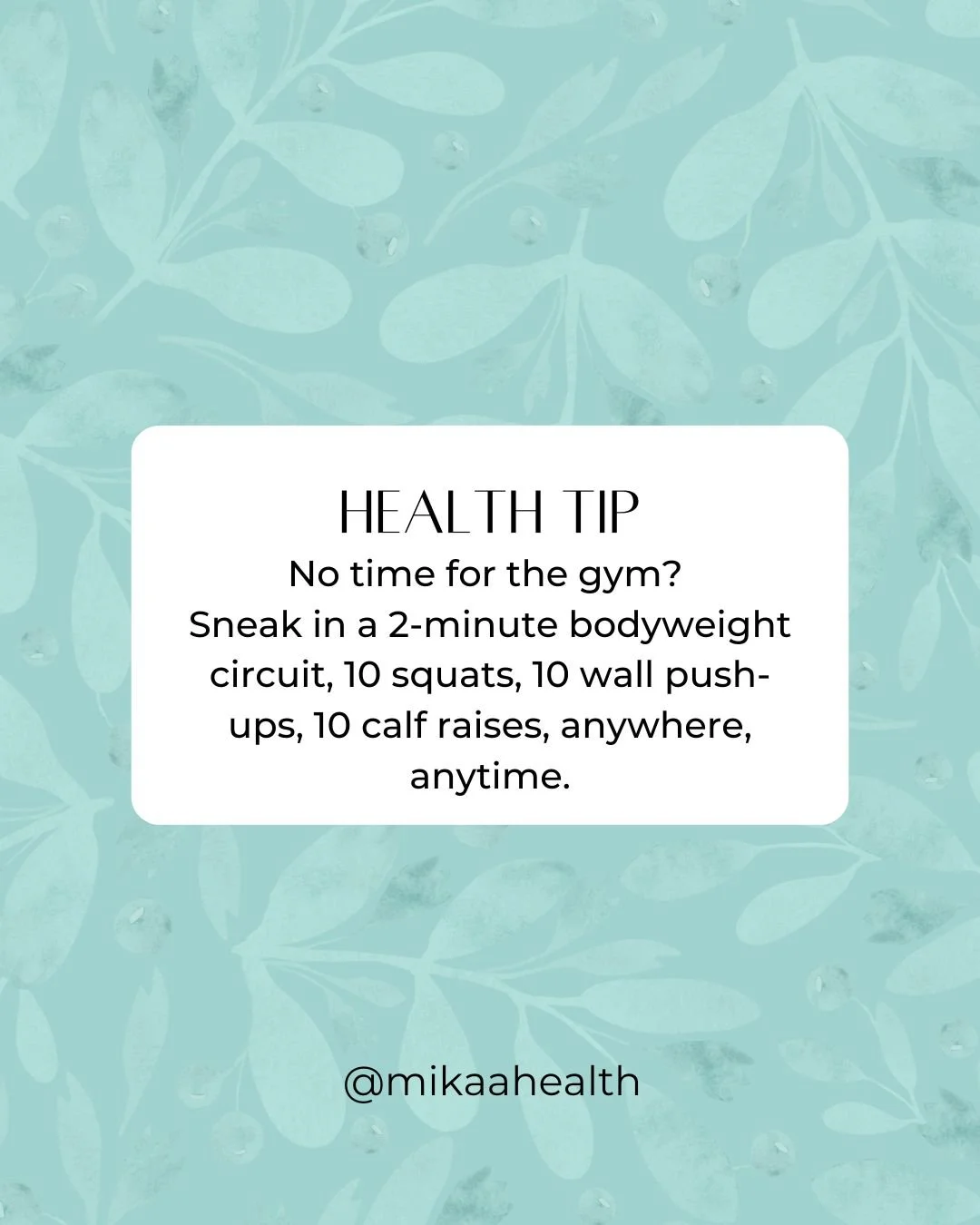 𝐇𝐞𝐚𝐥𝐭𝐡 𝐓𝐢𝐩: 𝐌𝐢𝐜𝐫𝐨-𝐖𝐨𝐫𝐤𝐨𝐮𝐭 𝐌𝐚𝐠𝐢𝐜!

 #MikaaHealth #HealthCoach #GriefSupport #HealthAfterLoss #NaturalHealth #CleanLiving #SimpleHealth #HealthyLifestyle #EmotionalEating #FeminineHealth #IntuitiveEating #WellnessJourney #Heal