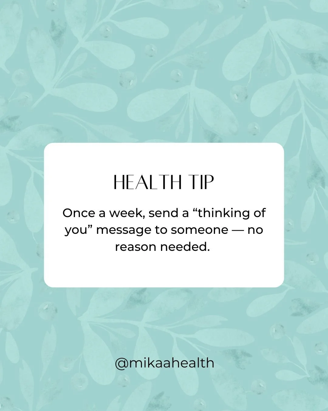 𝐇𝐞𝐚𝐥𝐭𝐡 𝐓𝐢𝐩: 𝐂𝐨𝐧𝐧𝐞𝐜𝐭𝐢𝐨𝐧 𝐂𝐡𝐞𝐜𝐤!
Healing grows through community.

Learn more at:
Link In Bio

 #MikaaHealth #HealthCoach #GriefSupport #HealthAfterLoss #NaturalHealth #CleanLiving #SimpleHealth #HealthyLifestyle #EmotionalEating
