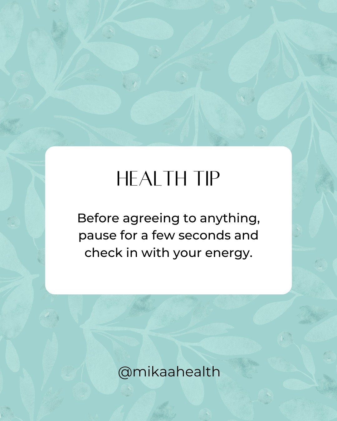 𝐇𝐞𝐚𝐥𝐭𝐡 𝐓𝐢𝐩: 𝐓𝐡𝐞 &ldquo;𝐏𝐚𝐮𝐬𝐞 𝐁𝐞𝐟𝐨𝐫𝐞 𝐘𝐞𝐬&rdquo; 𝐇𝐚𝐛𝐢𝐭!
Protecting your capacity is part of your health.

Learn more at:
Link In Bio

 #MikaaHealth #HealthCoach #GriefSupport #HealthAfterLoss #NaturalHealth #CleanLiving #