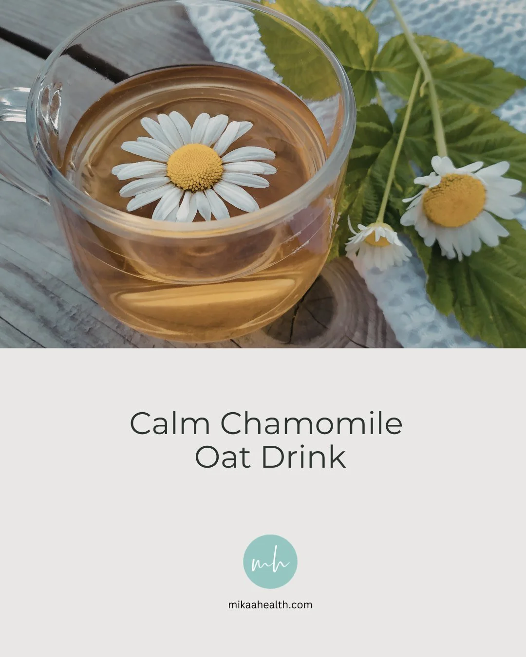 When your nervous system feels overwhelmed, what you drink matters too.
This chamomile oat drink is soothing, gentle, and perfect for winding down in the evening.

Blend:
- Brewed chamomile tea (cooled).
- Oats (soaked).
- A dash of cinnamon.
- Honey