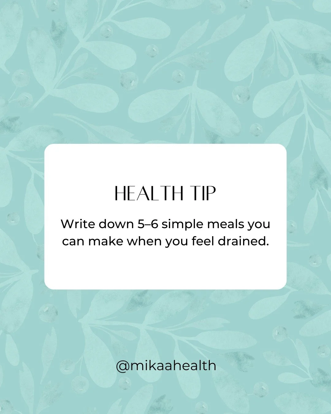 𝐇𝐞𝐚𝐥𝐭𝐡 𝐓𝐢𝐩: 𝐊𝐞𝐞𝐩 𝐚 &ldquo;𝐋𝐨𝐰-𝐄𝐧𝐞𝐫𝐠𝐲 𝐌𝐞𝐚𝐥 𝐋𝐢𝐬𝐭&rdquo;!
This removes decision stress and keeps you nourished.

Learn more at:
Link In Bio

 #MikaaHealth #HealthCoach #GriefSupport #HealthAfterLoss #NaturalHealth #CleanLi