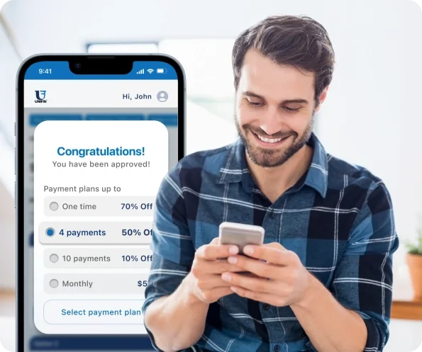 Unifin digital debt resolution platform helping consumers manage accounts online.
