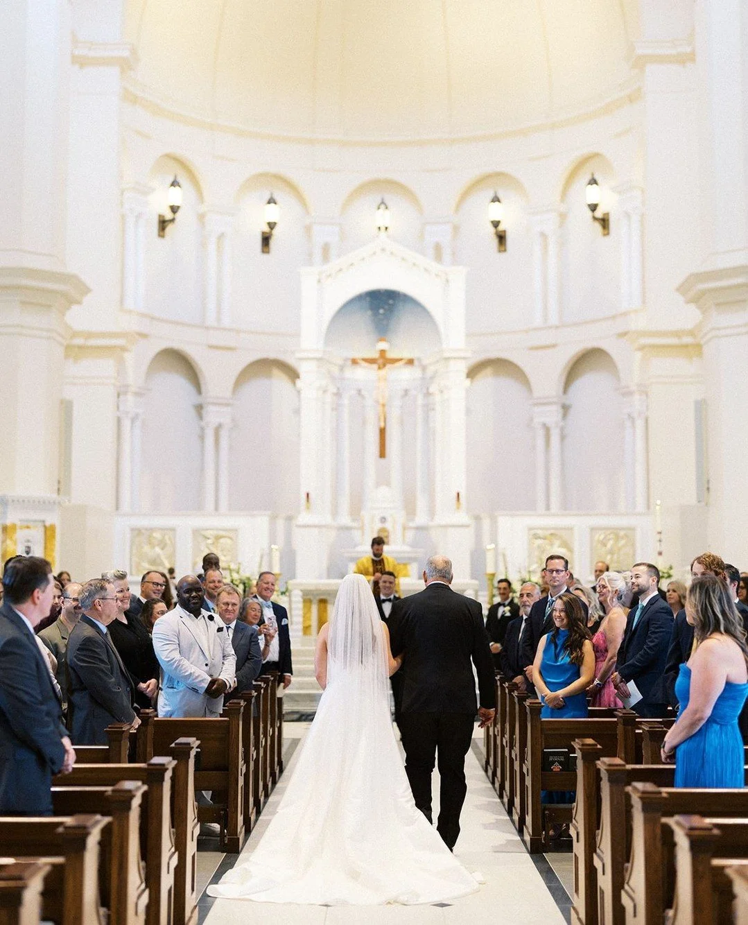 Walk down the Aisle Wednesday!⁠
⁠
&bull;⁠
&bull;⁠
&bull;⁠
⁠
Planning &bull; yours truly @somethingfabulousweddings ⁠
Ceremony Venue &bull; Holy Name of Jesus Cathedral⁠
Reception Venue &bull; @walnuthillnc⁠
Photographer &bull; @davidhowellphotos⁠
DJ 