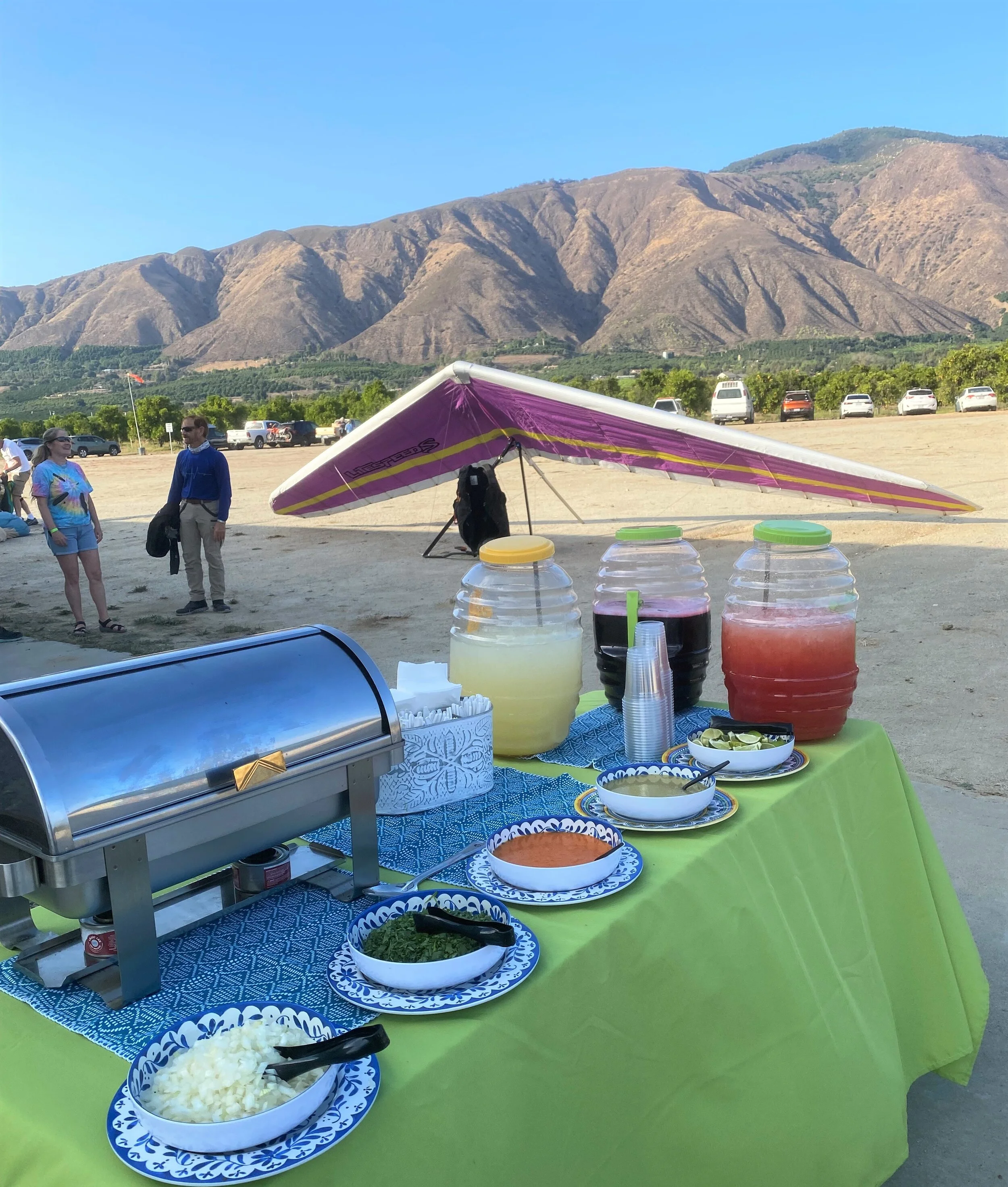 Corporate taco catering delivery setup with heavy-duty mobile stations serving Temecula, Irvine, Oceanside, Fallbrook, and Camp Pendleton