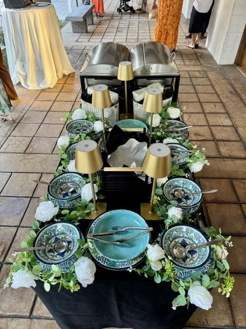 Elevated taco bar by LaLa Tacos at a wedding at The Church of Jesus Christ of Latter-day Saints in Los Angeles.