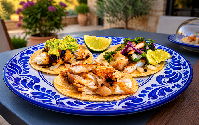 Fresh fish tacos served by LaLa Tacos for weddings, corporate events, and private parties throughout Southern California.