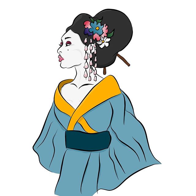 Small progress. By @pixelz.fairy #vector #vectorart #vectorartwork #vectorillustration #geisha #japanese #illustrationartists #illustratorsofinstagram #cartoon #artist #artistsoninstagram #affinitydesigner #affinitybyserif #frankentoon #artwork