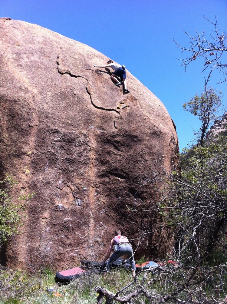 Rhyan Brown on a rarely repeating highball in the Wichita Mountain Wildlife Refuge.