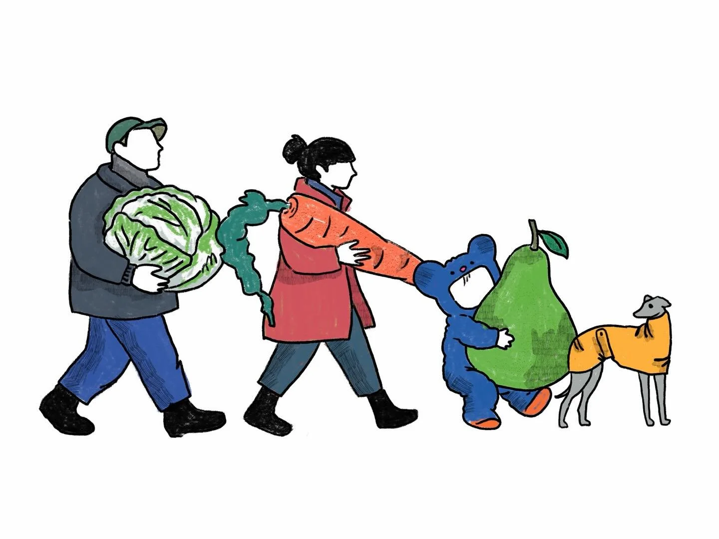 Farmers market parade 🥕🍐🥬

#illustration #illustratorsoninstagram #characterdesign #doodleart #editorialillustration