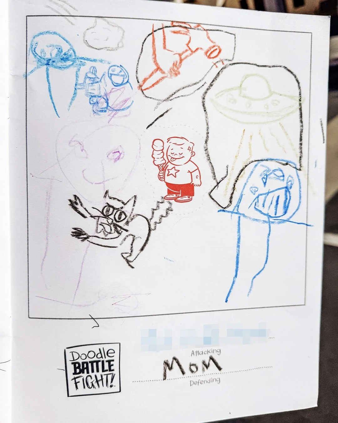 Mom vs. 4-year-old daughter. Epic. Battle. Who won this Doodle Battle Fight? They both did!

Doodle Book Club was created to give kids (and their parents) lots of ways to use their imaginations to solve silly visual problems with no right answers. Ju