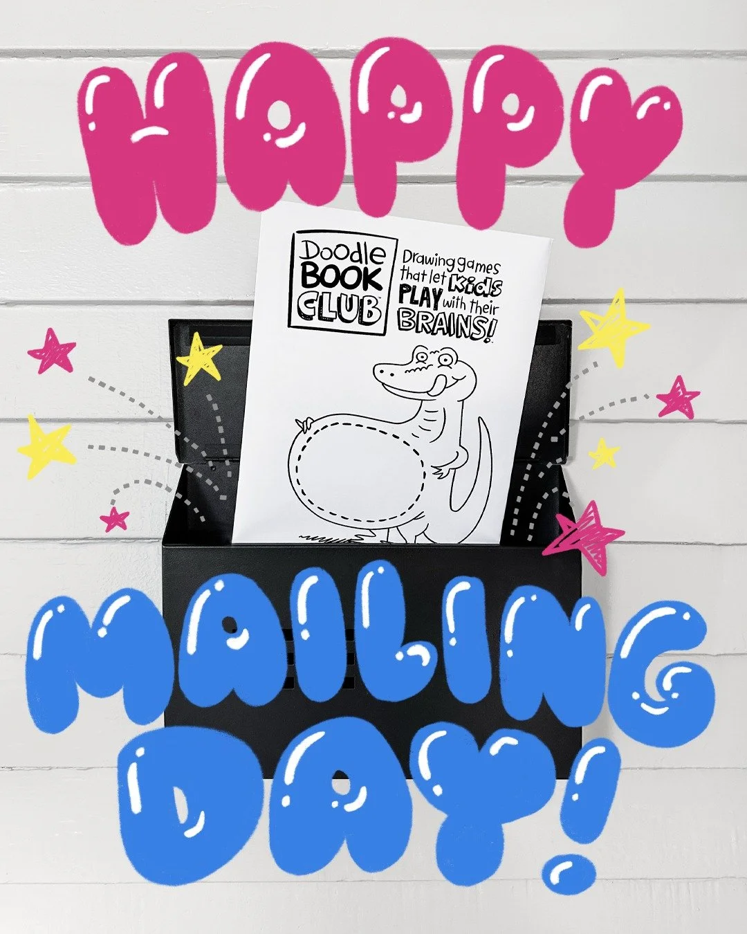 YAY! Doodle Book Club's very first Mailing Day is TODAY! Well, WAS today! I told the post office to tell you I said, "HI".

I'm SO excited for you all to get your envelopes! 🙃 🤪 🙃