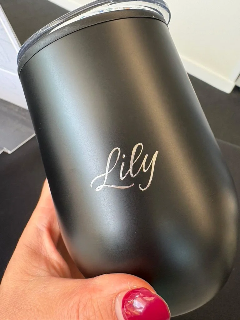 Event engraving – names on metal coated cups