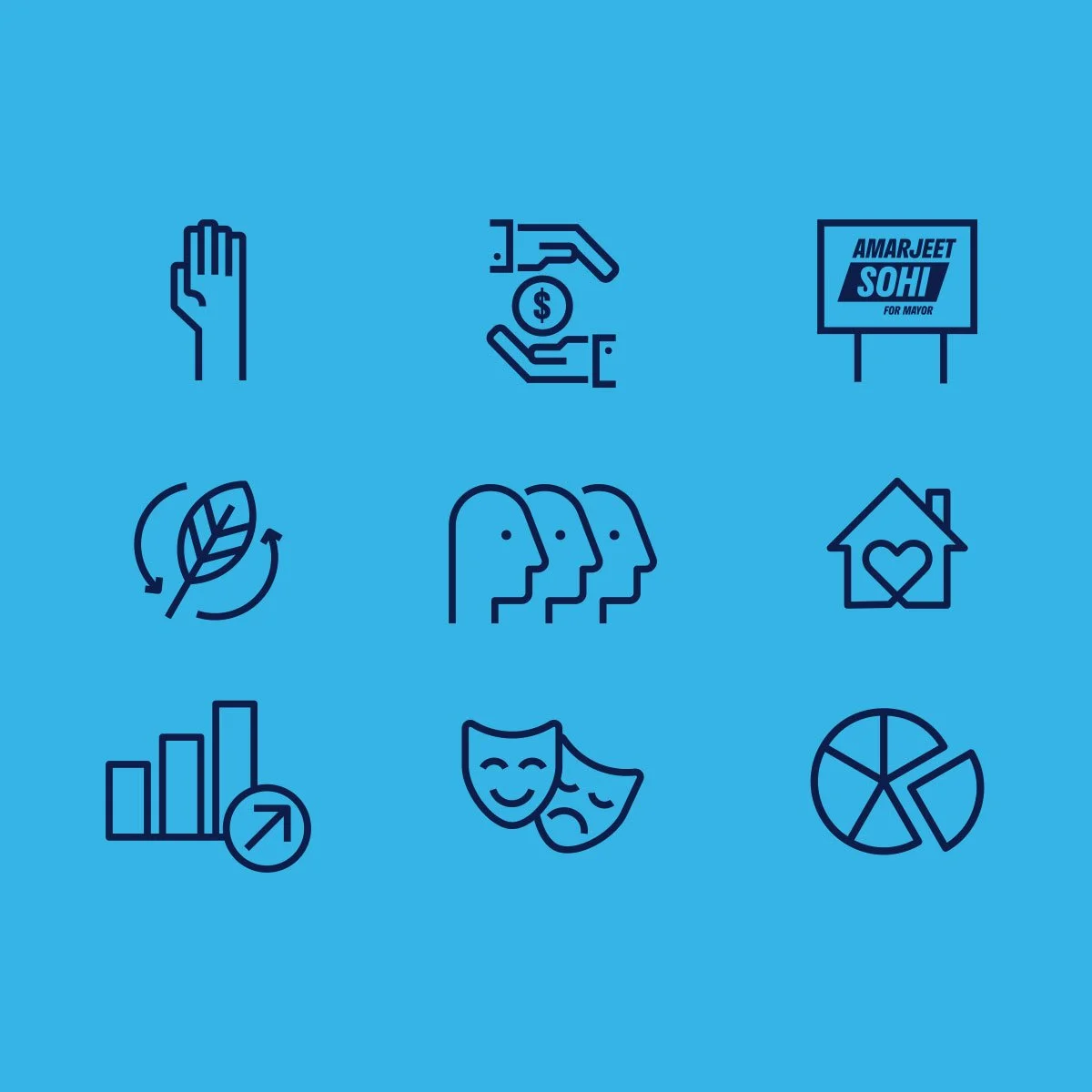 Icon system for identity system for Amarjeet Sohi's 2021 Edmonton mayoral race by Nigel Hood