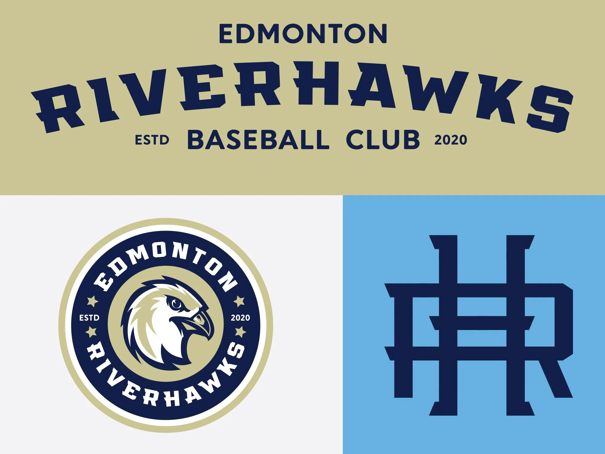 Edmonton Riverhawks logo suite, design by Edmonton graphic designer Nigel Hood