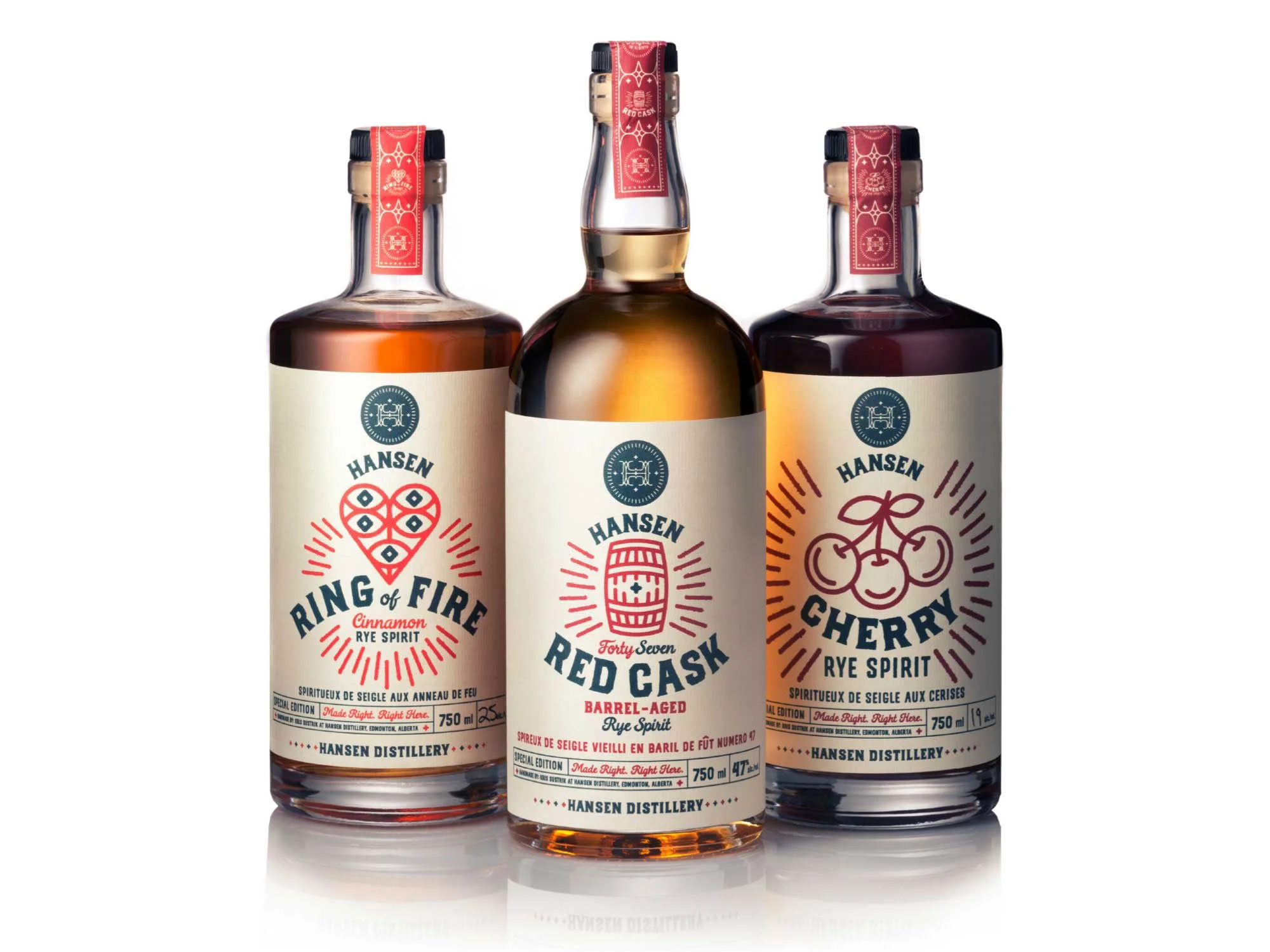 Logo, bottle and label design for Hansen Distillery by Edmonton graphic designer Nigel Hood