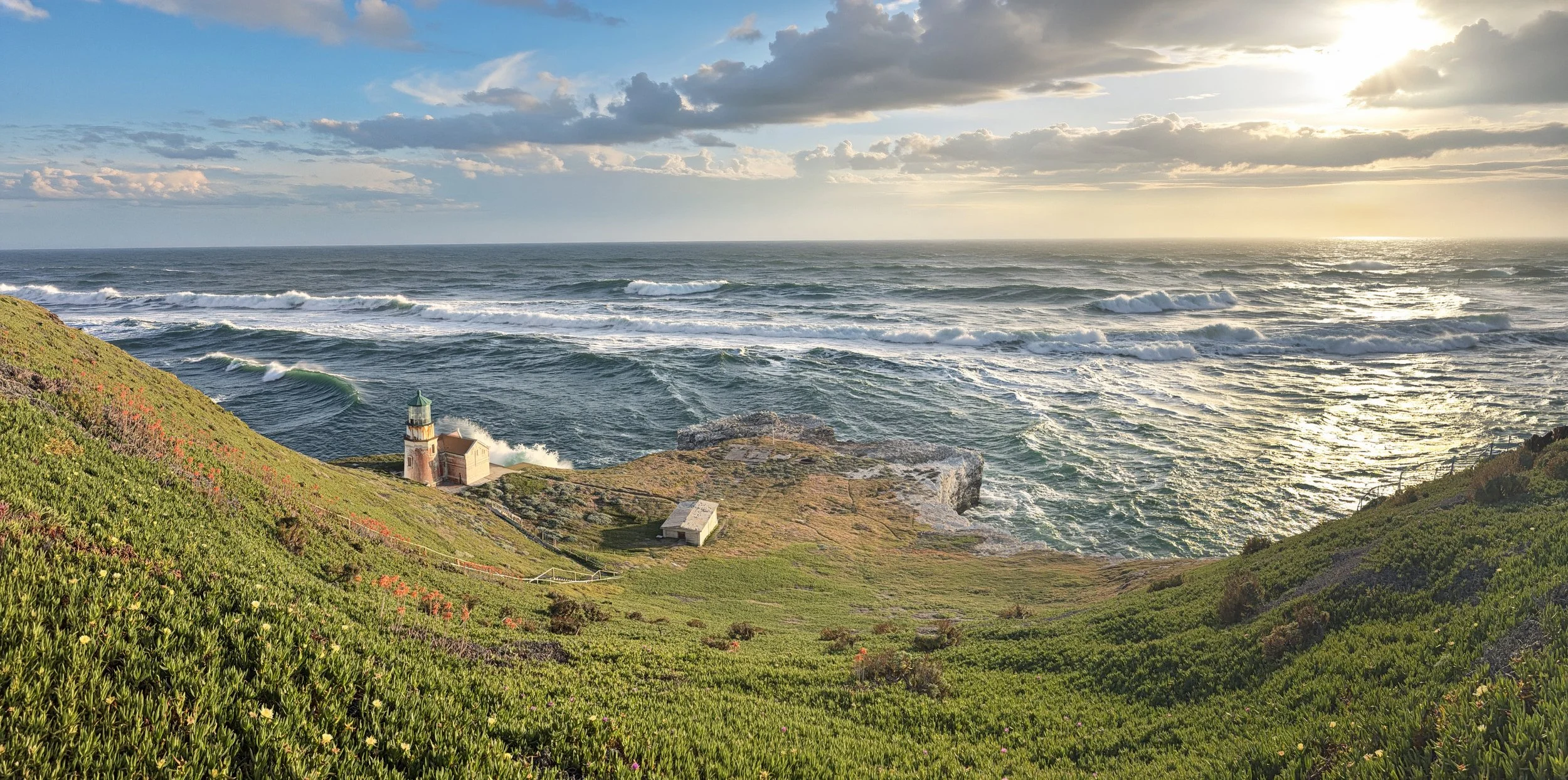 Point conception, lighthouse, stormy afternoon