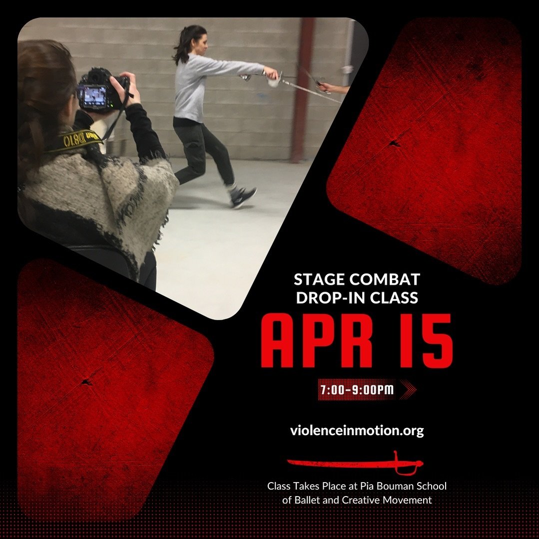 Next week! April 15 is our next stage combat drop-in class! 

🔗 in our profile to sign up. 

This class is meant for students of all levels of expirence, so if you&rsquo;re brand new to stage combat, or have your advanced certification&mdash;our ins