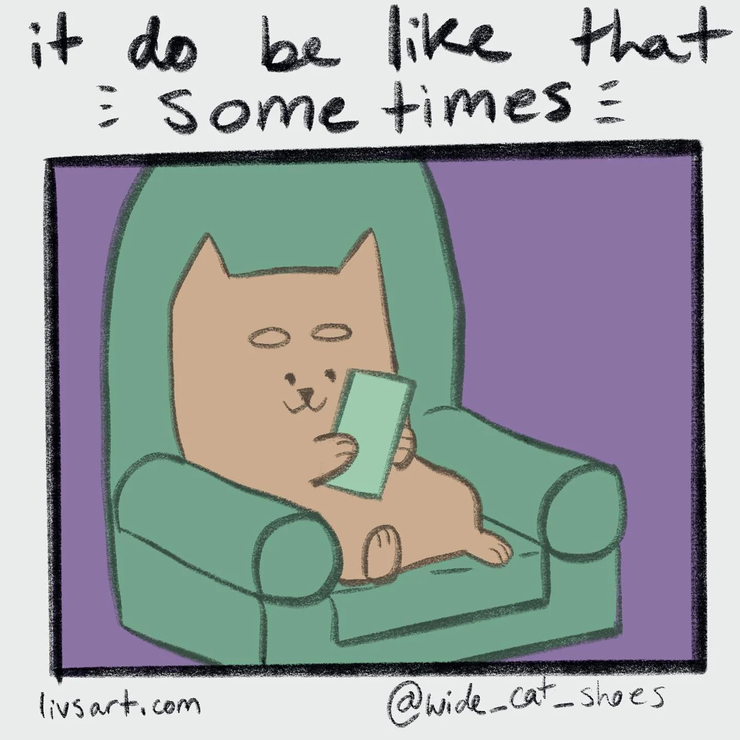 This is what happens when your name is Liv and you only post twice a year.

On a side note, I tried doing a Jojo thing for the last panel so hopefully that worked out. 🤞 
.
.
#comic #comics #cat #digitalart #itdobelikethat #itdobelikethatsometimes #
