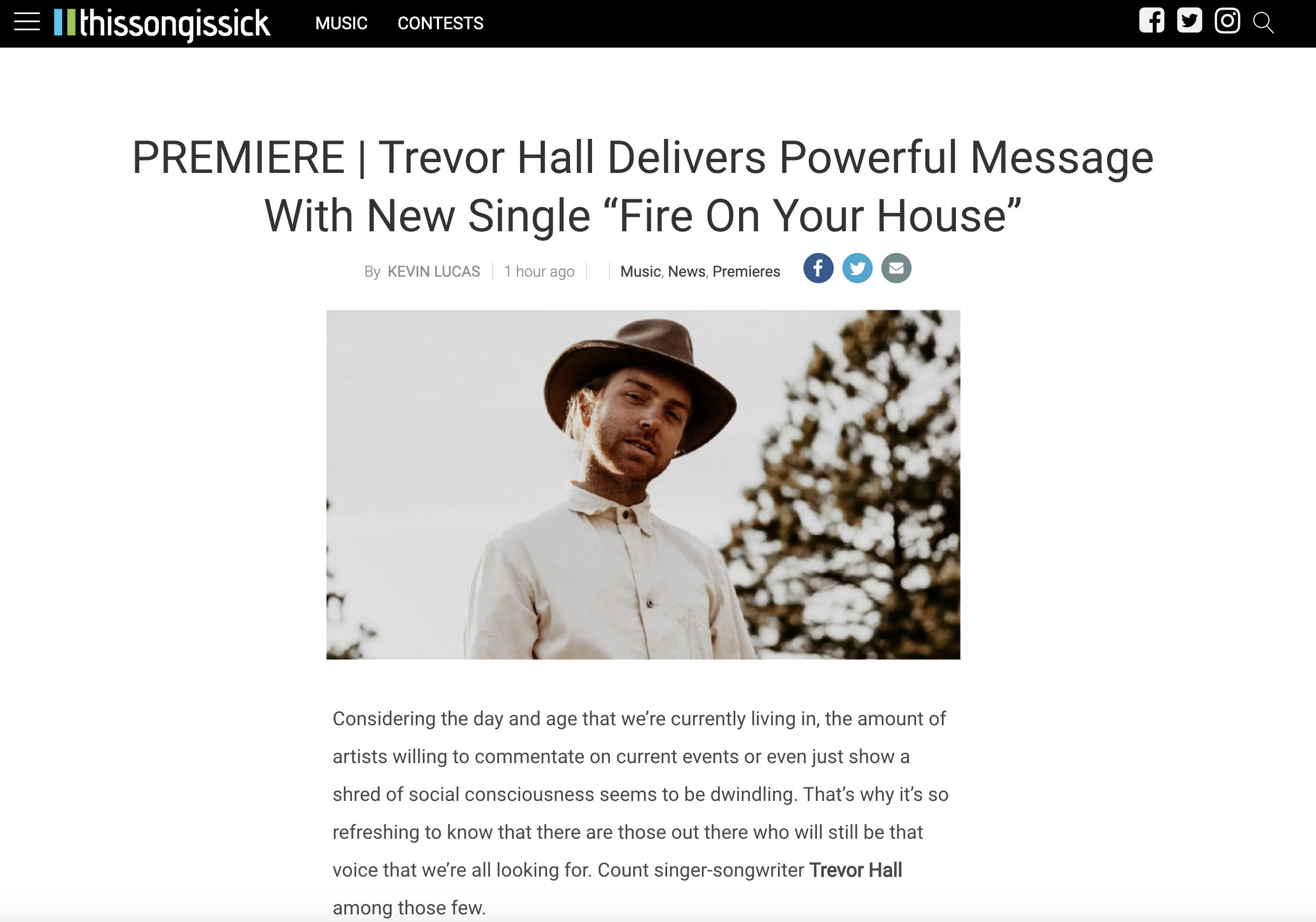 PREMIERE | Trevor Hall Delivers Powerful Message With New Single “Fire On Your&nbsp;House”