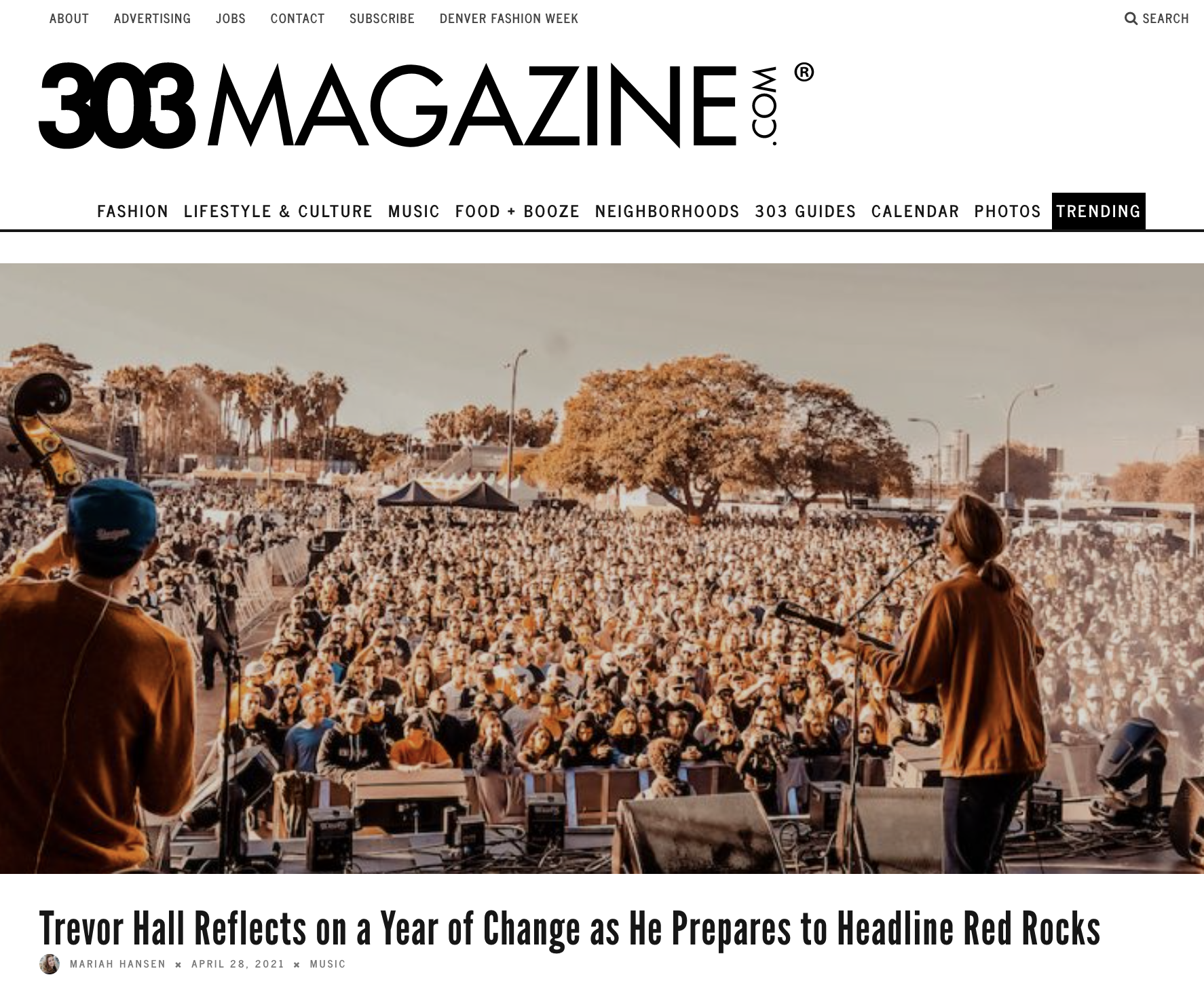 303 Magazine l </a>Trevor Hall reflects on a year of change