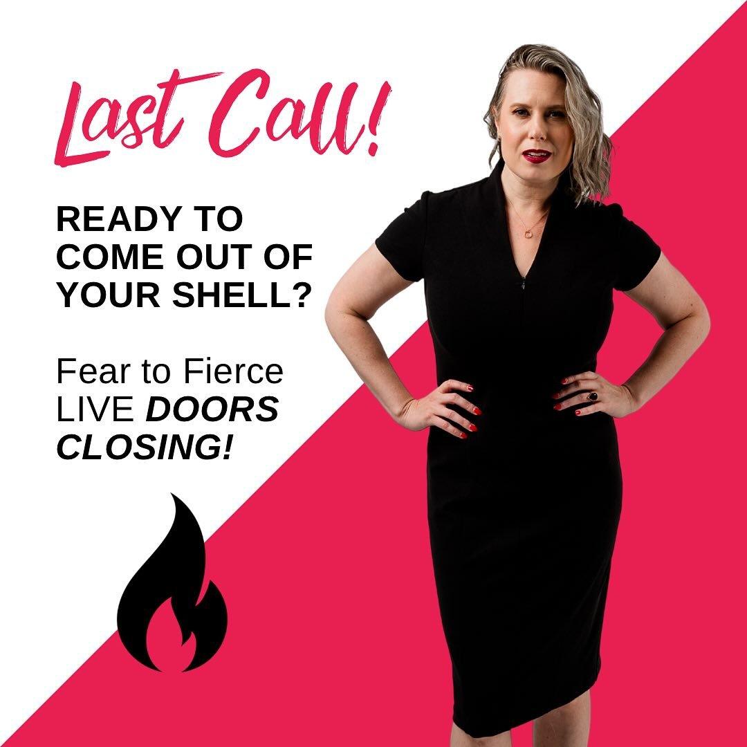 ⏰ The time has come!

Doors to&nbsp;🔥Fear to Fierce LIVE🎤&nbsp;are about to close. 

If you know you want to join us this round,&nbsp;click the link in my stories.

If you&rsquo;re still unsure, here&rsquo;s something I&rsquo;d love to openly (and 