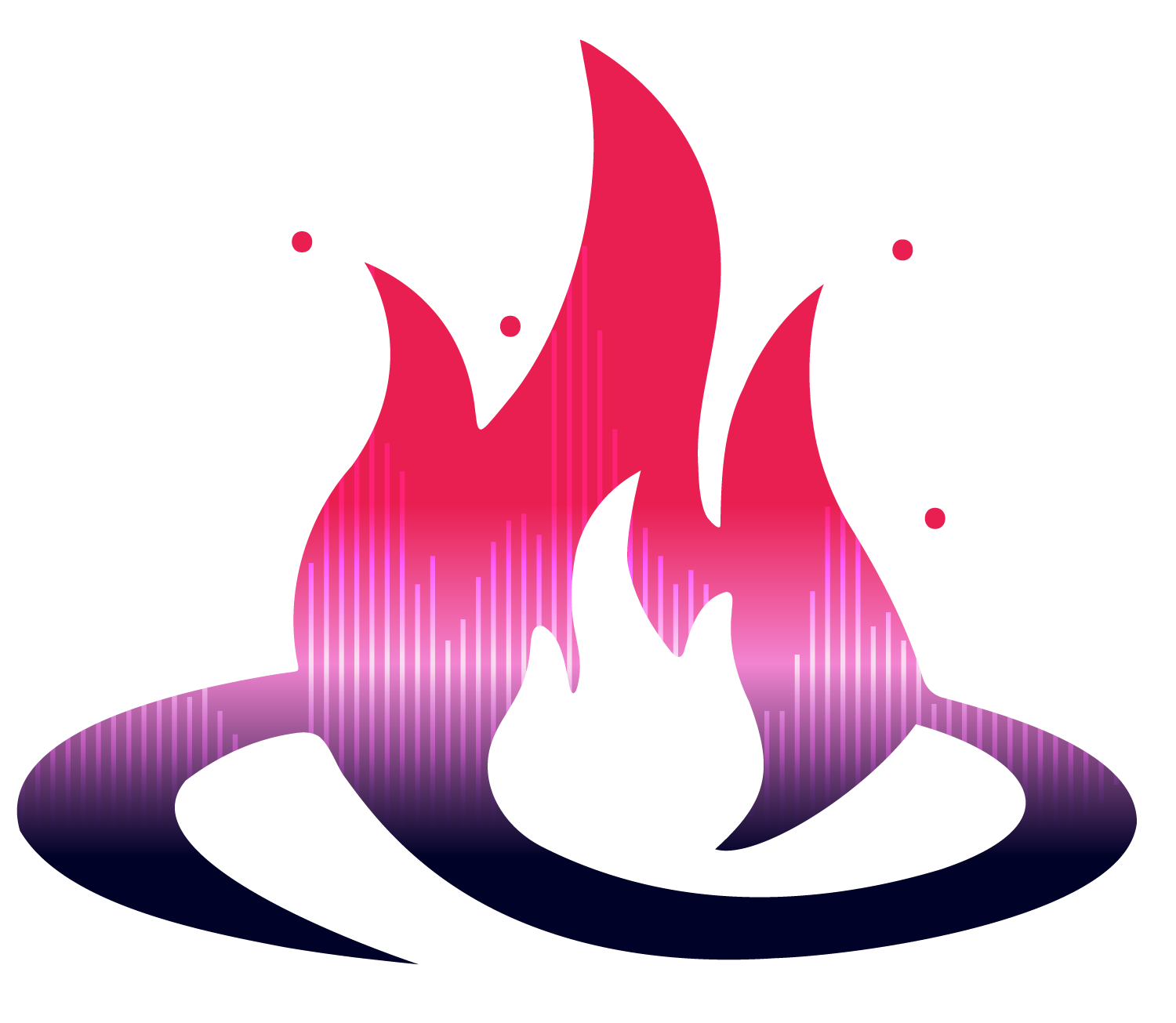 Sally Prosser FIRE framework illustration with pink, purple, and blue neon tones.