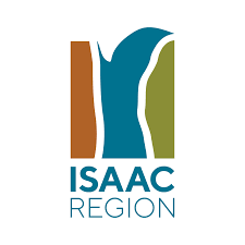 Logo of the Isaac Region featuring stylized abstract shapes and the text 'Isaac Region' underneath.