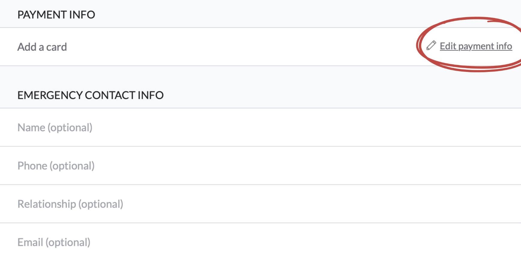 5. Scroll down and select "Edit payment info".