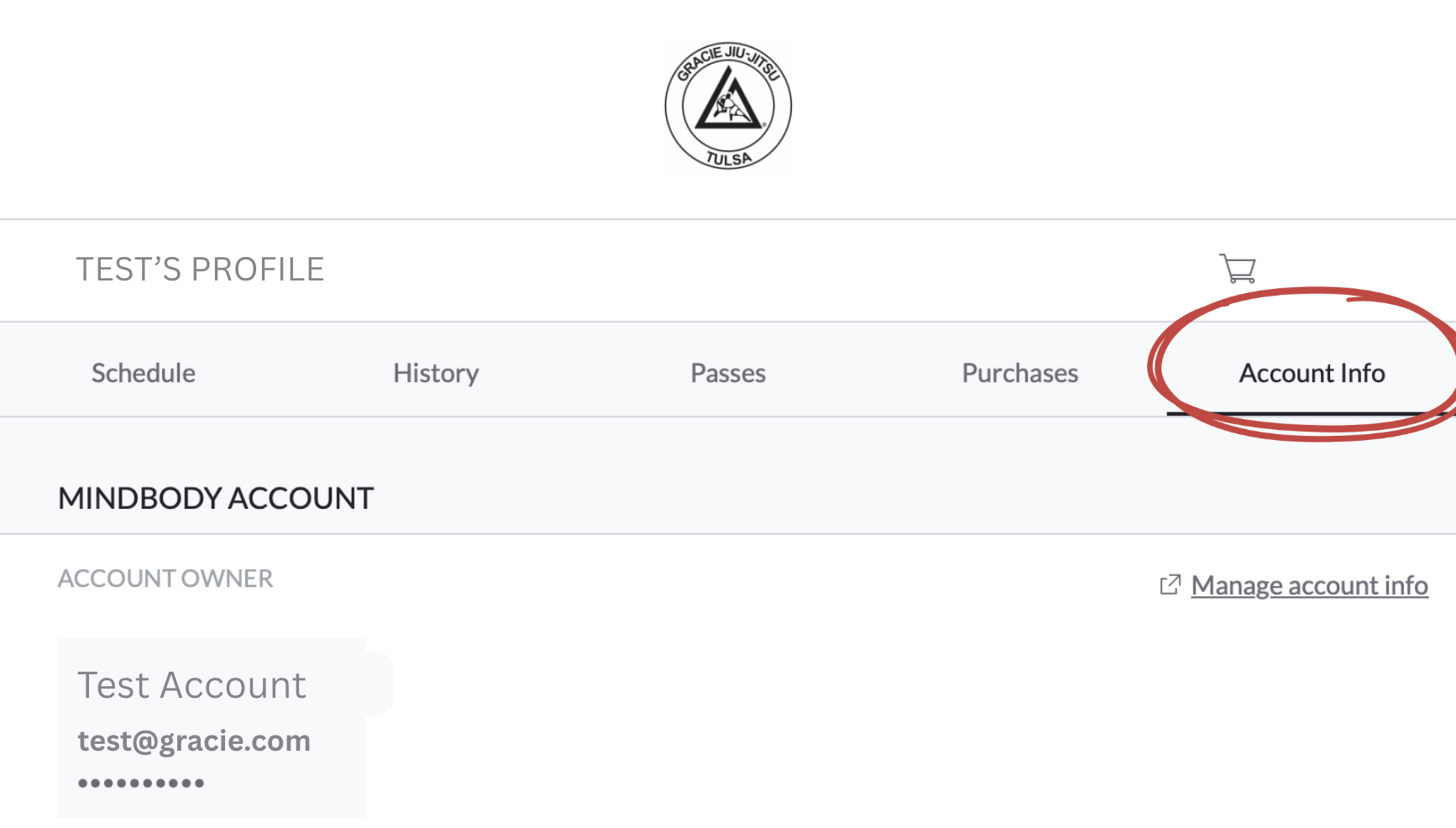 4. Select "Account Info".