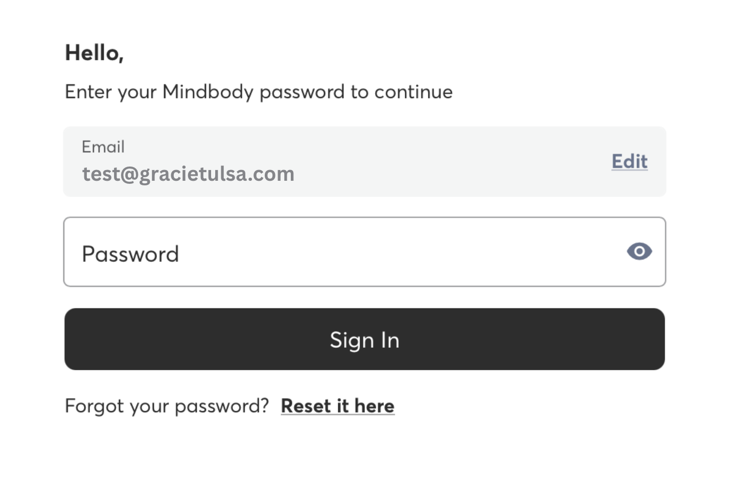 2. Enter your email and password associate with your Gracie Tulsa account. 