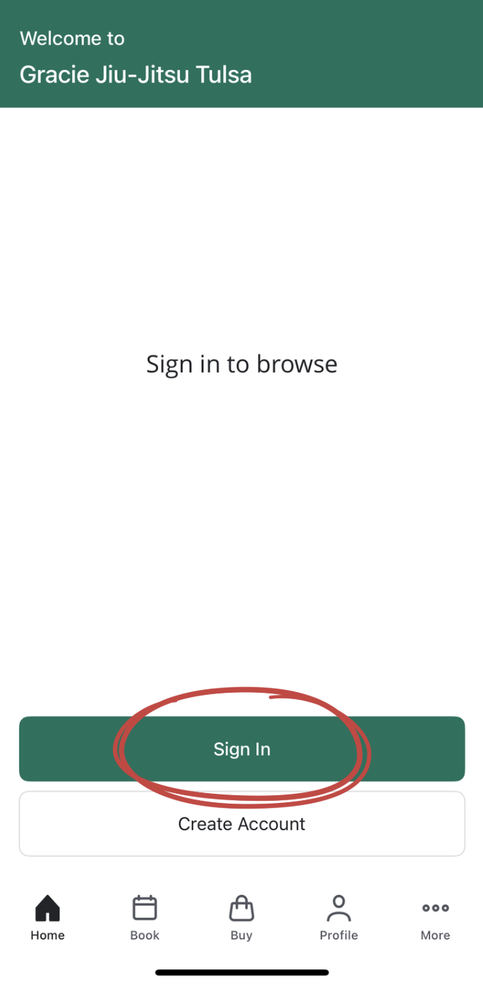 1. Open the app and select "Sign In".