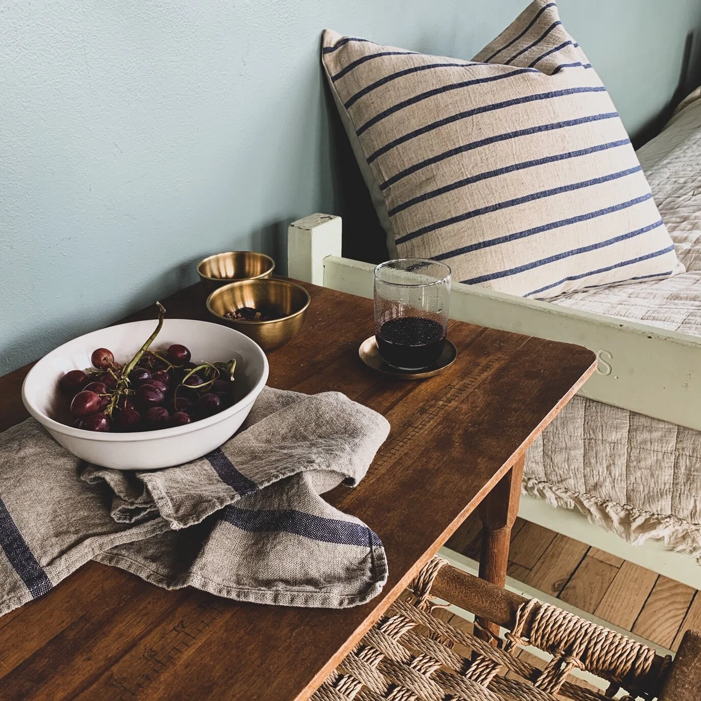Striped Pillow with Feather Insert