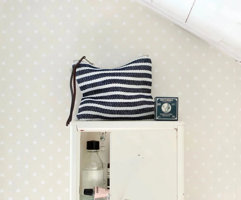 Linen Navy Stripe Pouch