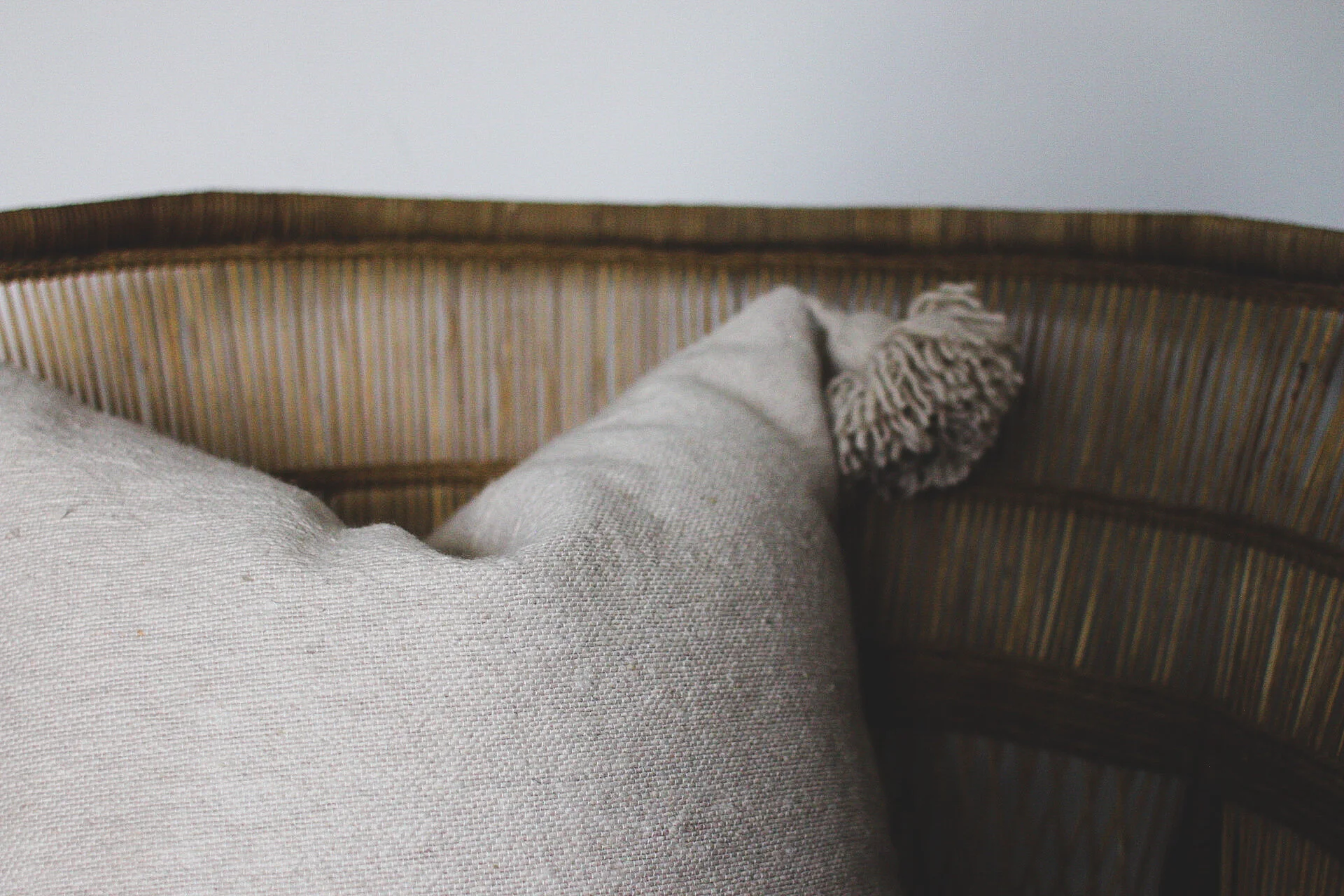 Moroccan Pom Pom Pillow Cover - Oatmeal