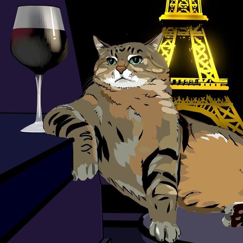 Stepan and Friends - Cat with a wine glass