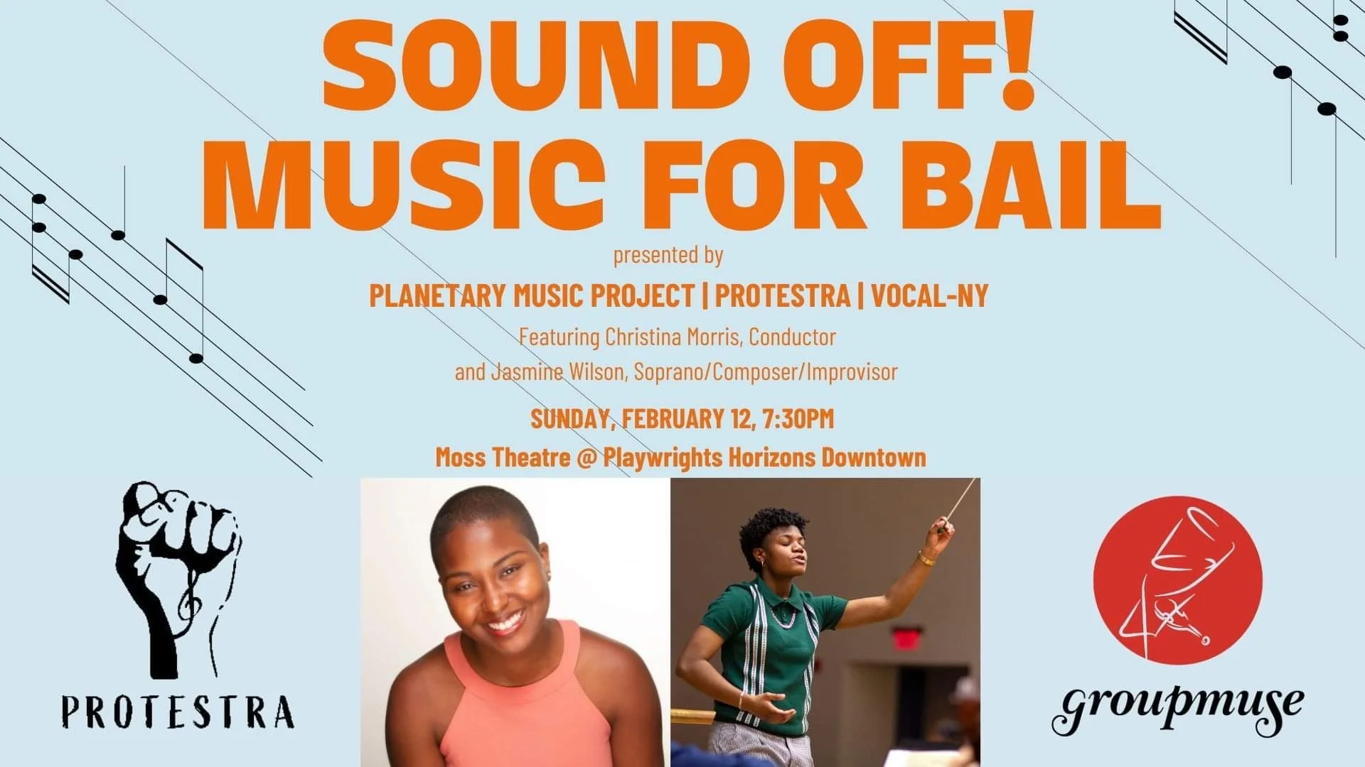 Sound Off, Planetary Music Project, PROTESTRA & VOCAL-NY Collab For Concert of Chamber and Orchestral Works at Robert Moss Theater  