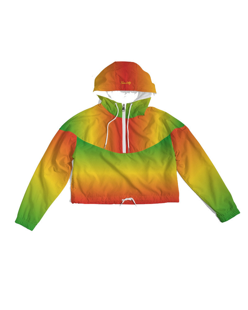 Women's Cropped Windbreaker (Yellow, Green, Red)